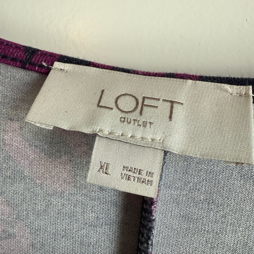 LOFT Purple and Pink Animal Print Dress - Picture 4 of 4
